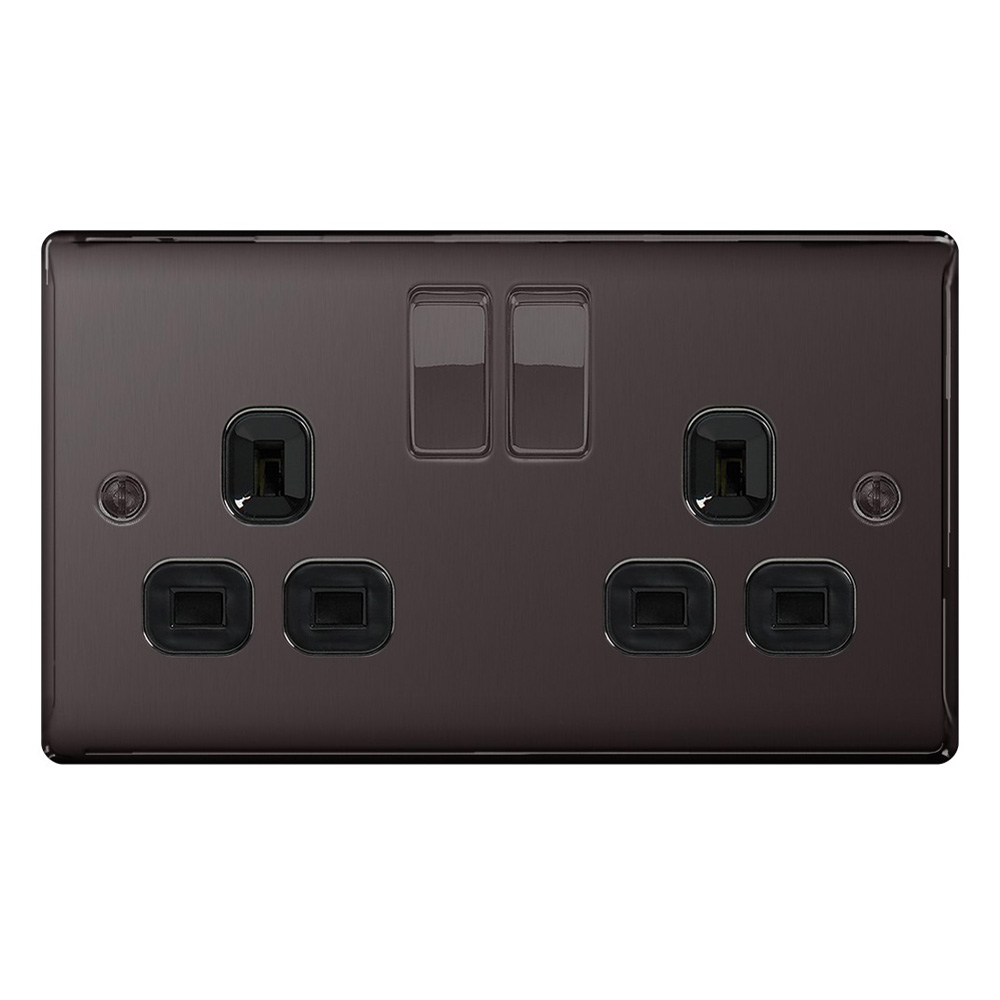 Image for Avenue Contour 2 Gang 13A Switch Socket Black Nickel