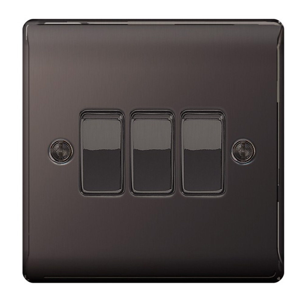 Image for Avenue Contour 20A Switch 3 Gang 2 Way Black Nickel
