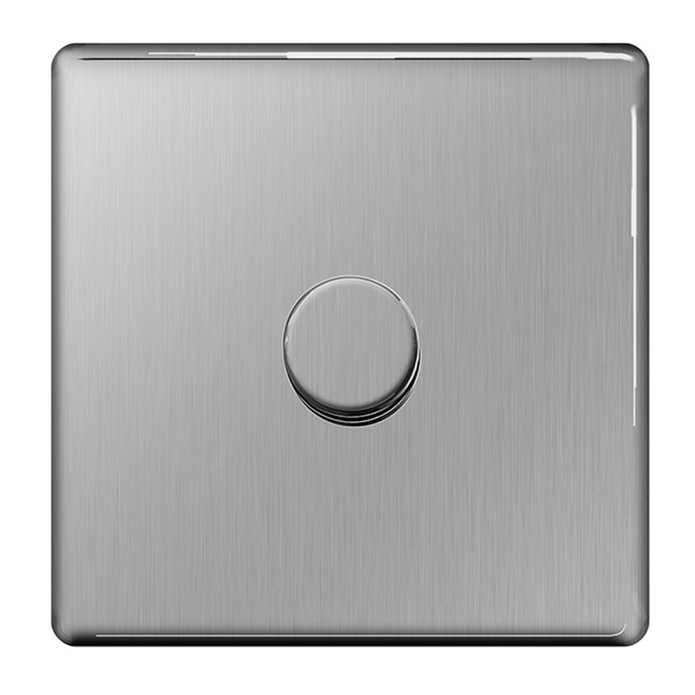 Image for Avenue Screwless Brushed Steel 1 Gang Push Dimmer Switch