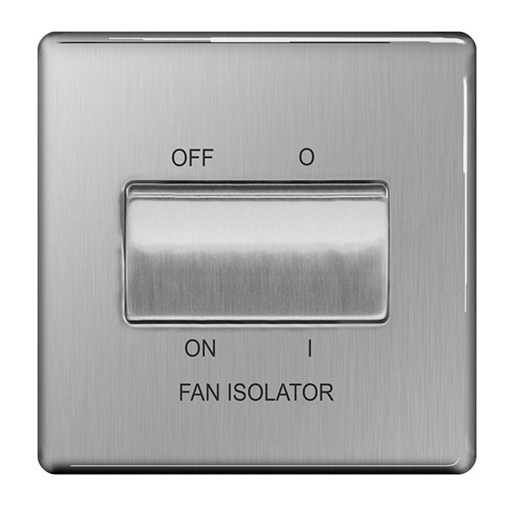 Image for Avenue Screwless Brushed Steel 10A TP Fan Isolator Switch