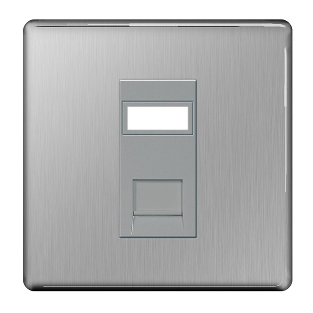Image for Avenue Screwless Brushed Steel Single RJ45 Data Socket