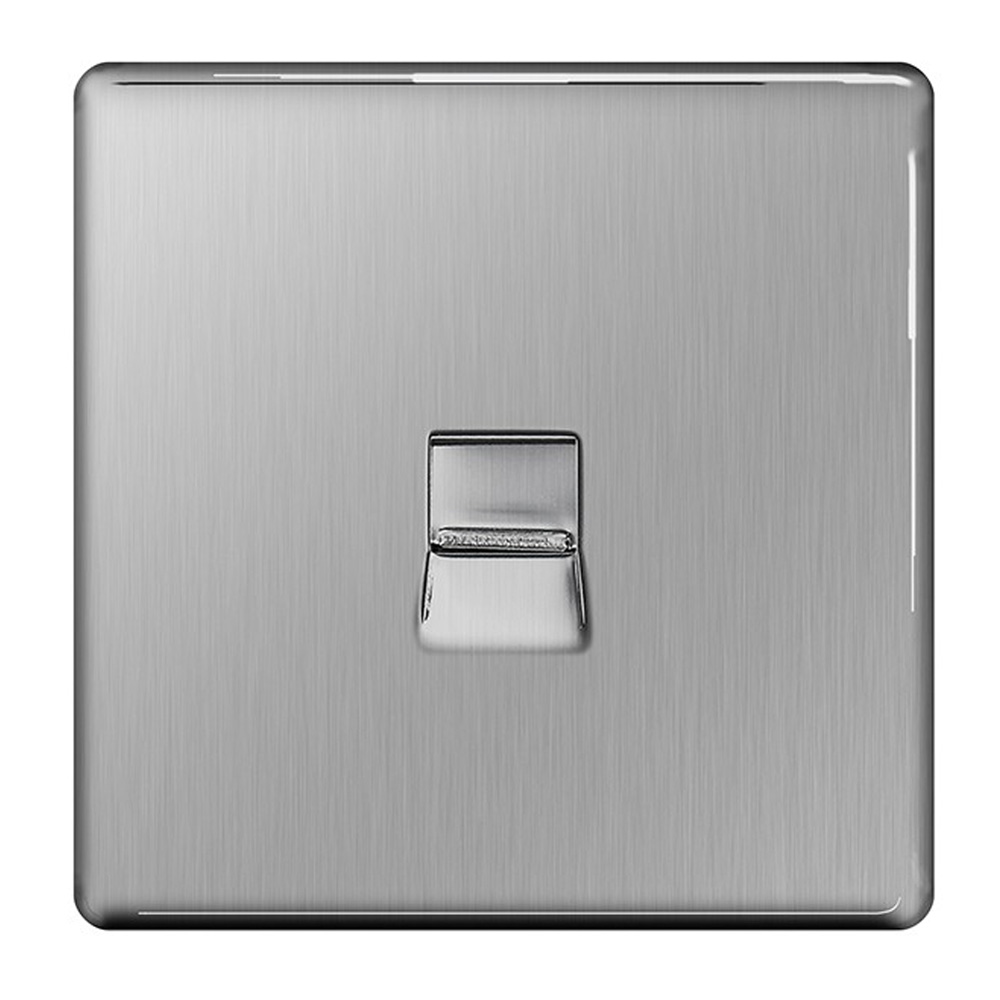Image for Avenue Screwless Brushed Steel Single Telephone Slave Socket