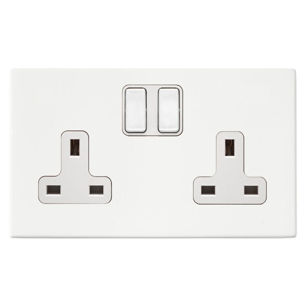 Image for Avenue Screwless Slim 13A Double Socket 2 Gang Matt White