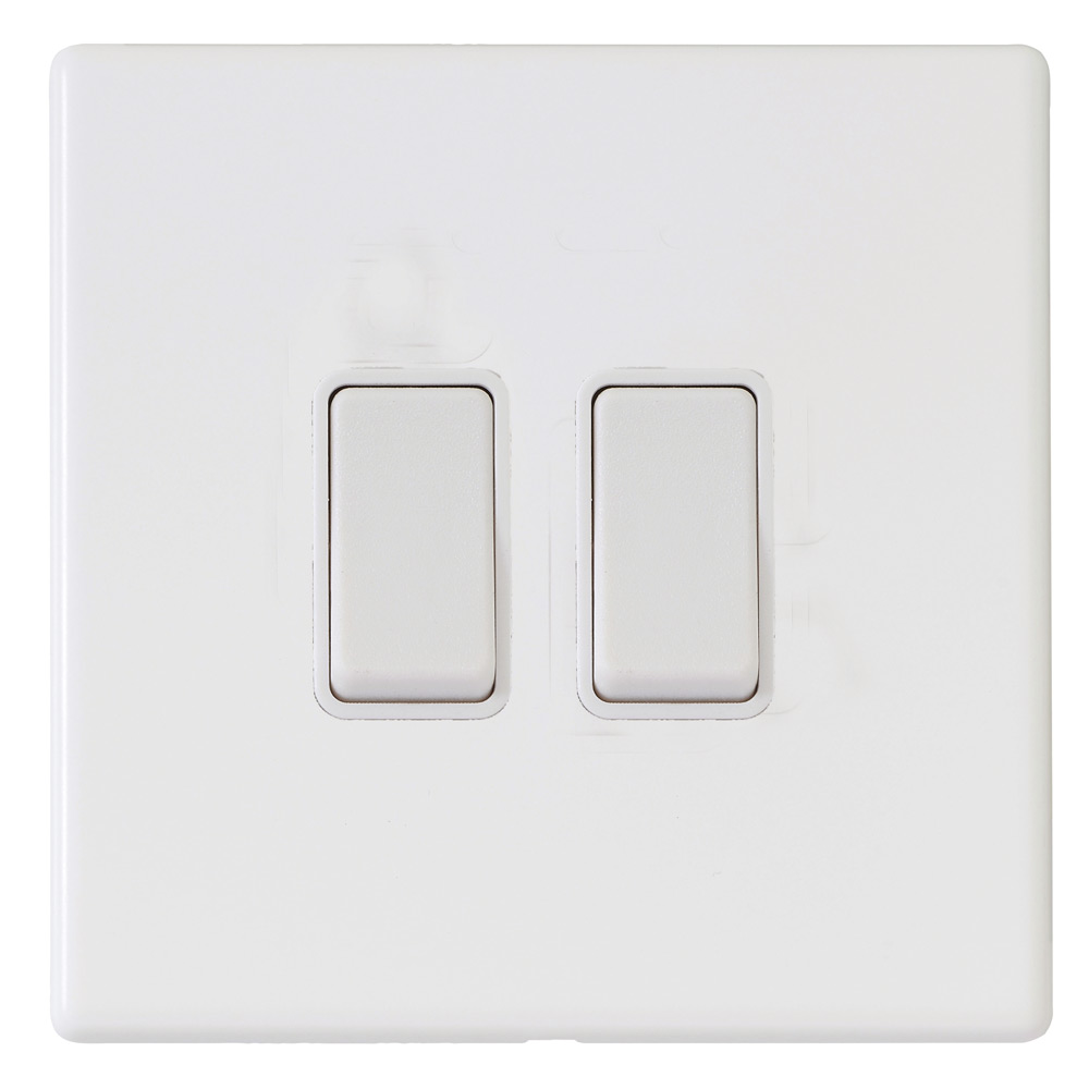 Image for Avenue Screwless Slim 2 Gang Light Switch Matt White