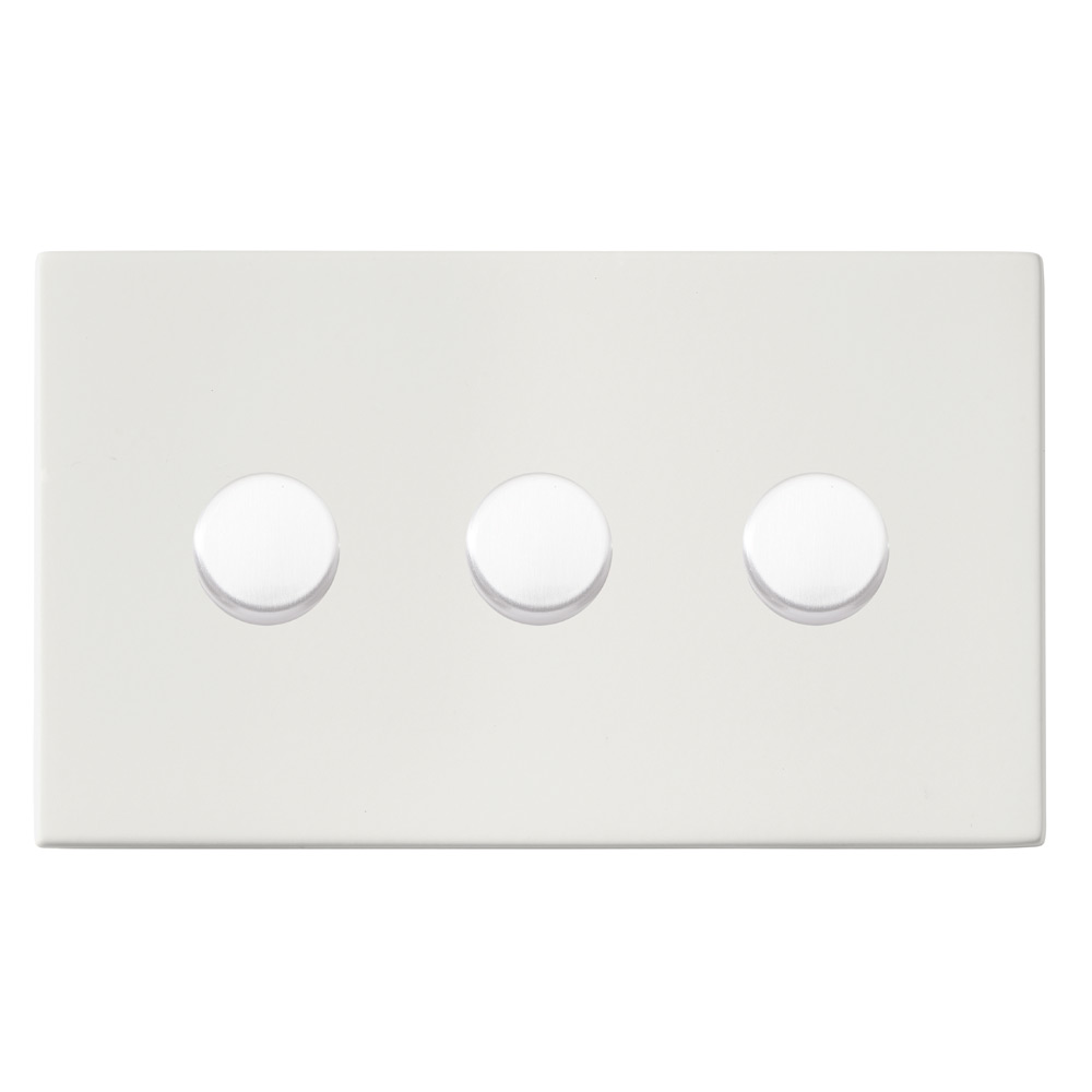 Image for Avenue Screwless Slim 3 Gang LED Dimmer Switch Matt White