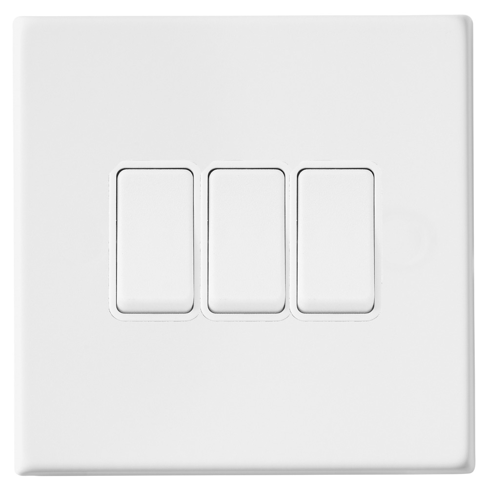 Image for Avenue Screwless Slim 3 Gang Light Switch Matt White
