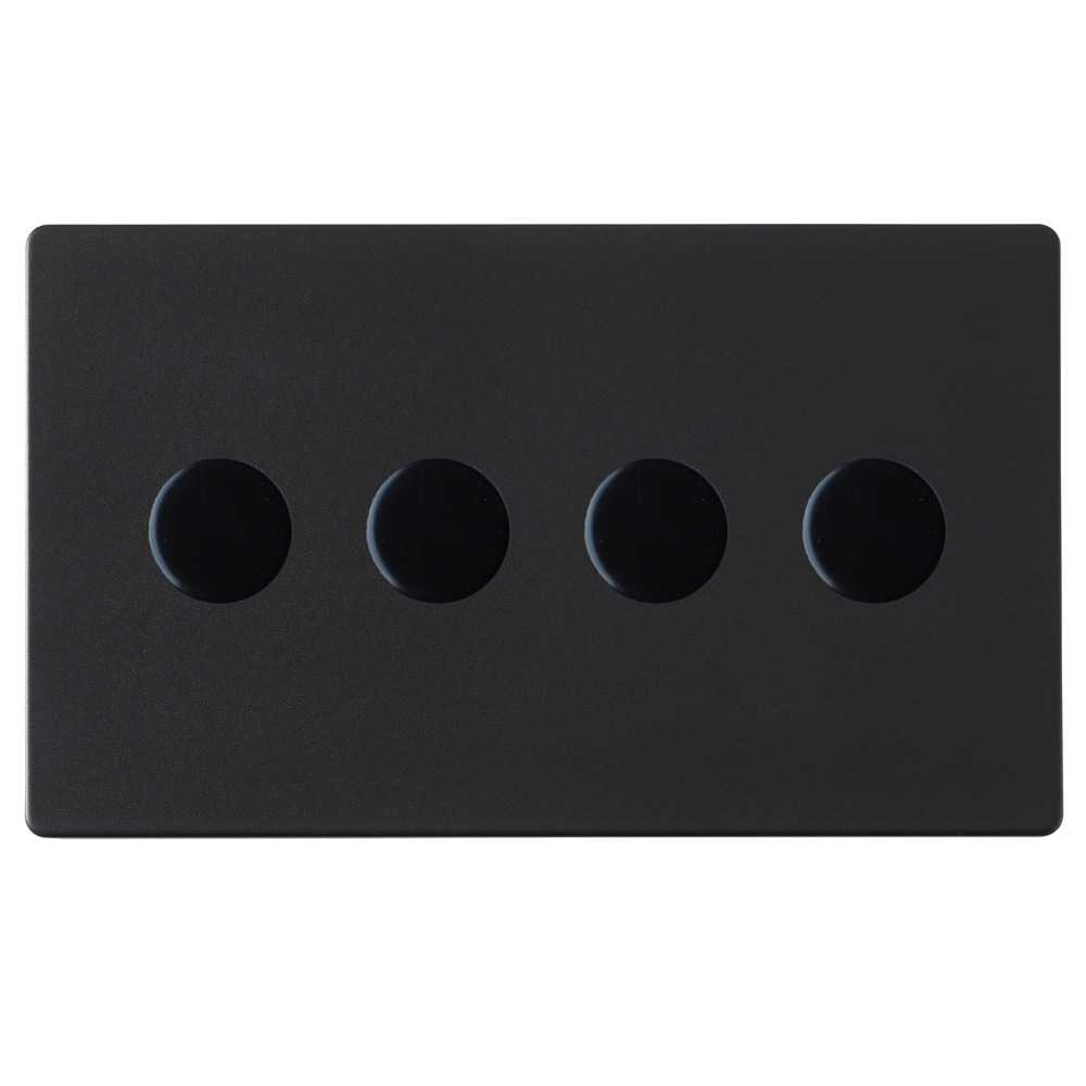 Image for Avenue Screwless Slim 4 Gang LED Dimmer Switch 100W Matt Black