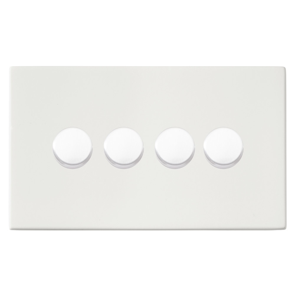 Image for Avenue Screwless Slim 4 Gang LED Dimmer Switch 100W Matt White