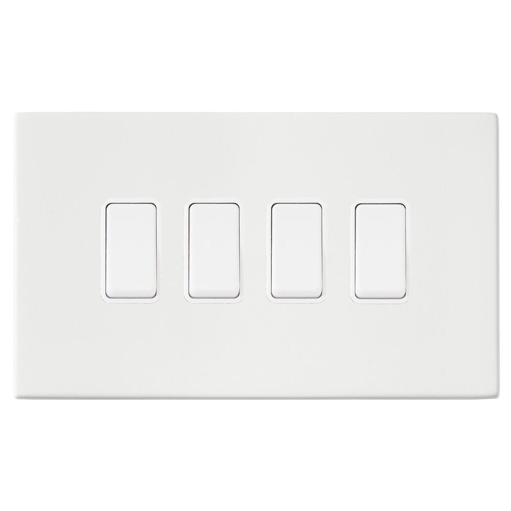 Image for Avenue Screwless Slim 4 Gang Light Switch Matt White