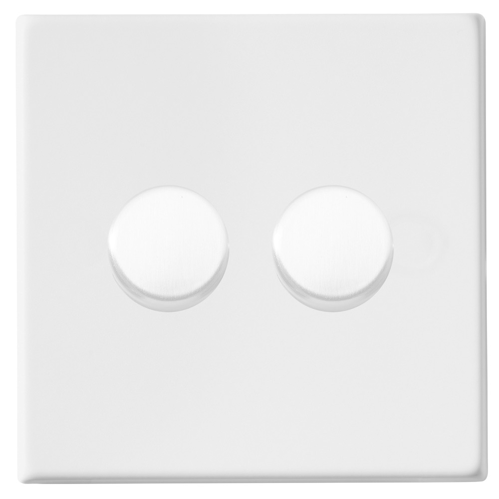 Image for Avenue Screwless Slim Double 2 Gang LED Dimmer Switch 100W Matt White