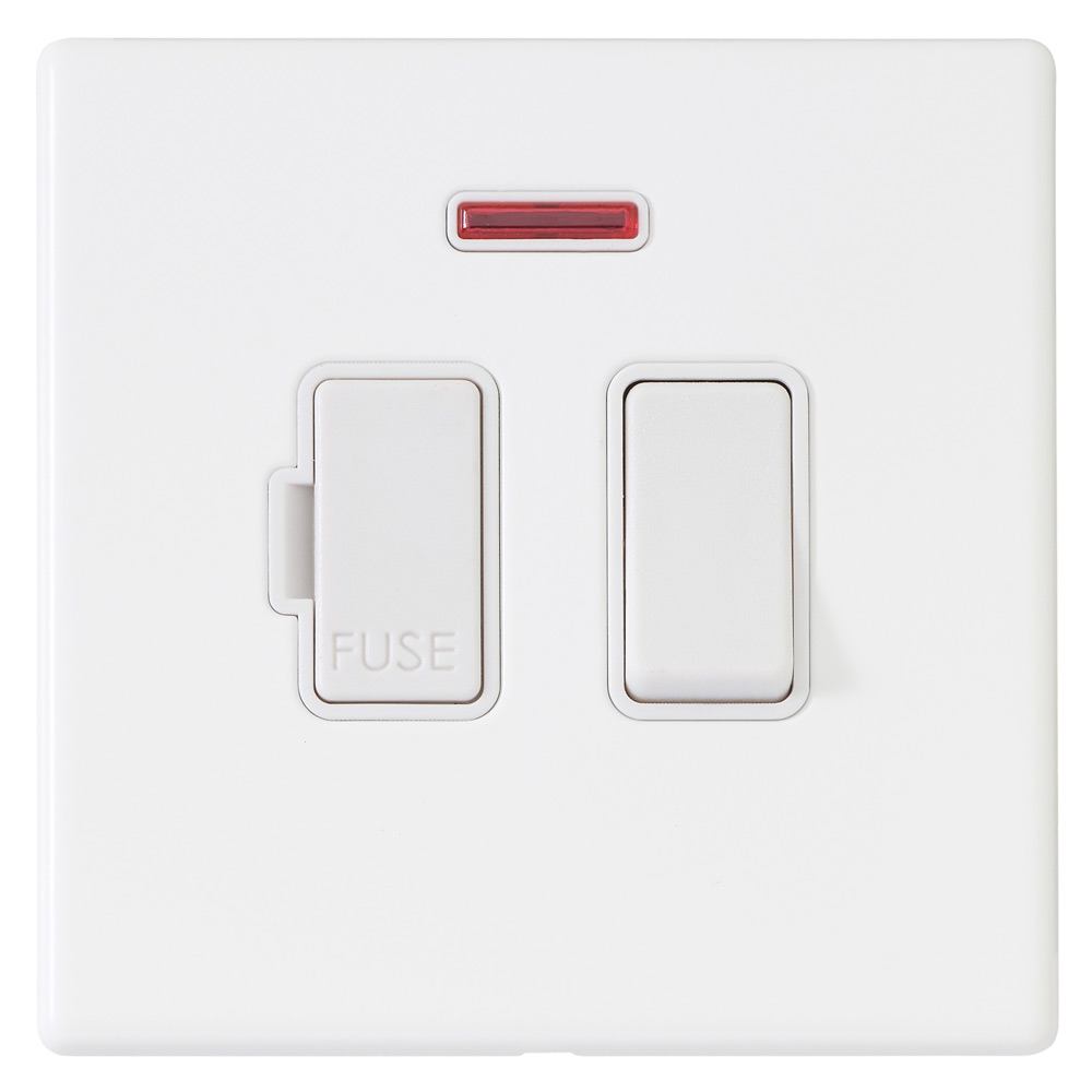 Image for Avenue Screwless Slim Switched Fused Spur Neon Matt White