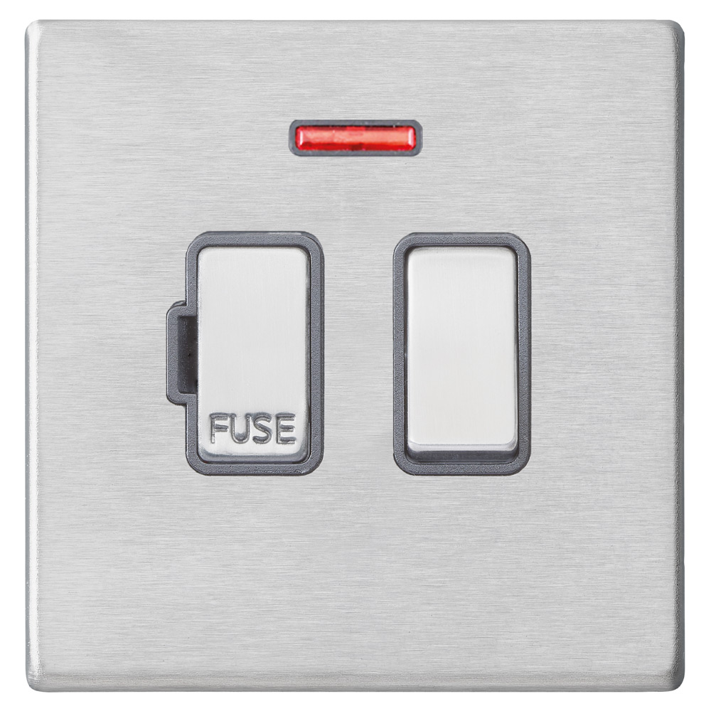 Image for Avenue Screwless Slim Switched Fused Spur Neon Satin Steel Grey