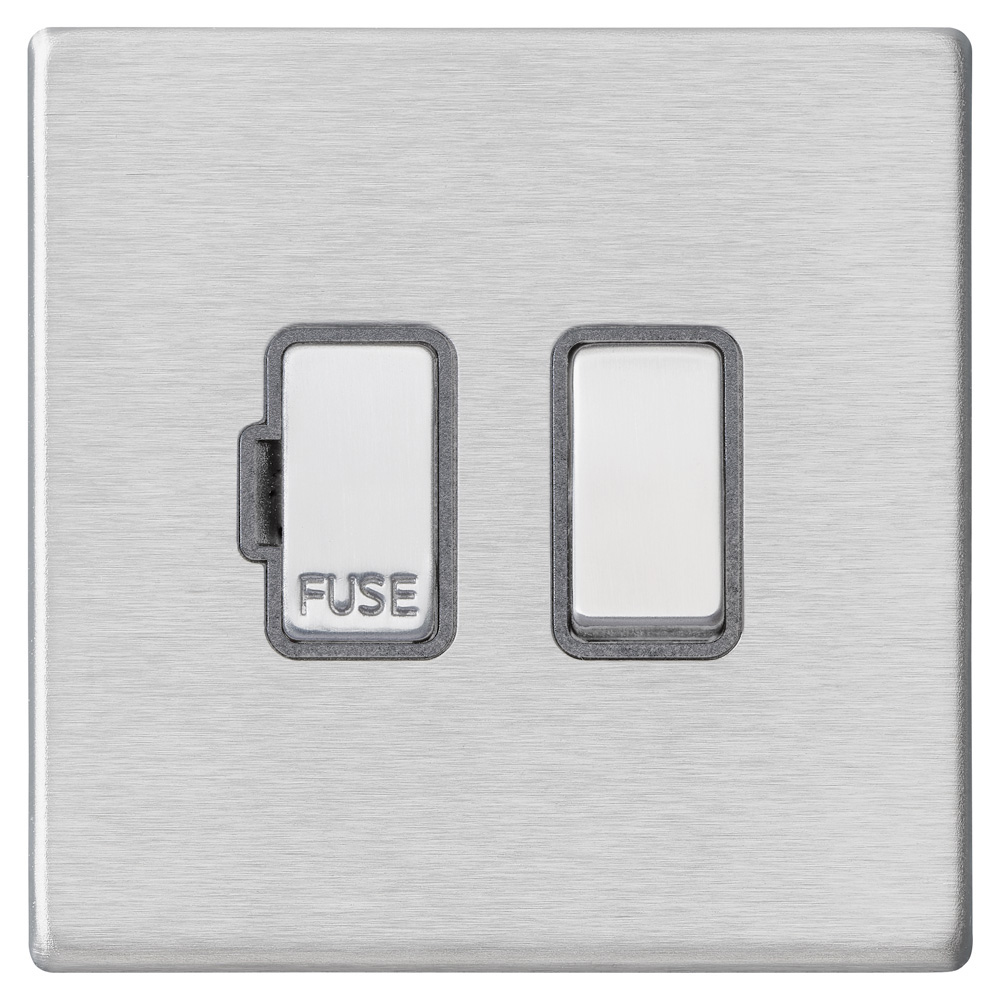 Image for Avenue Screwless Slim Switched Fused Spur Satin Steel Grey