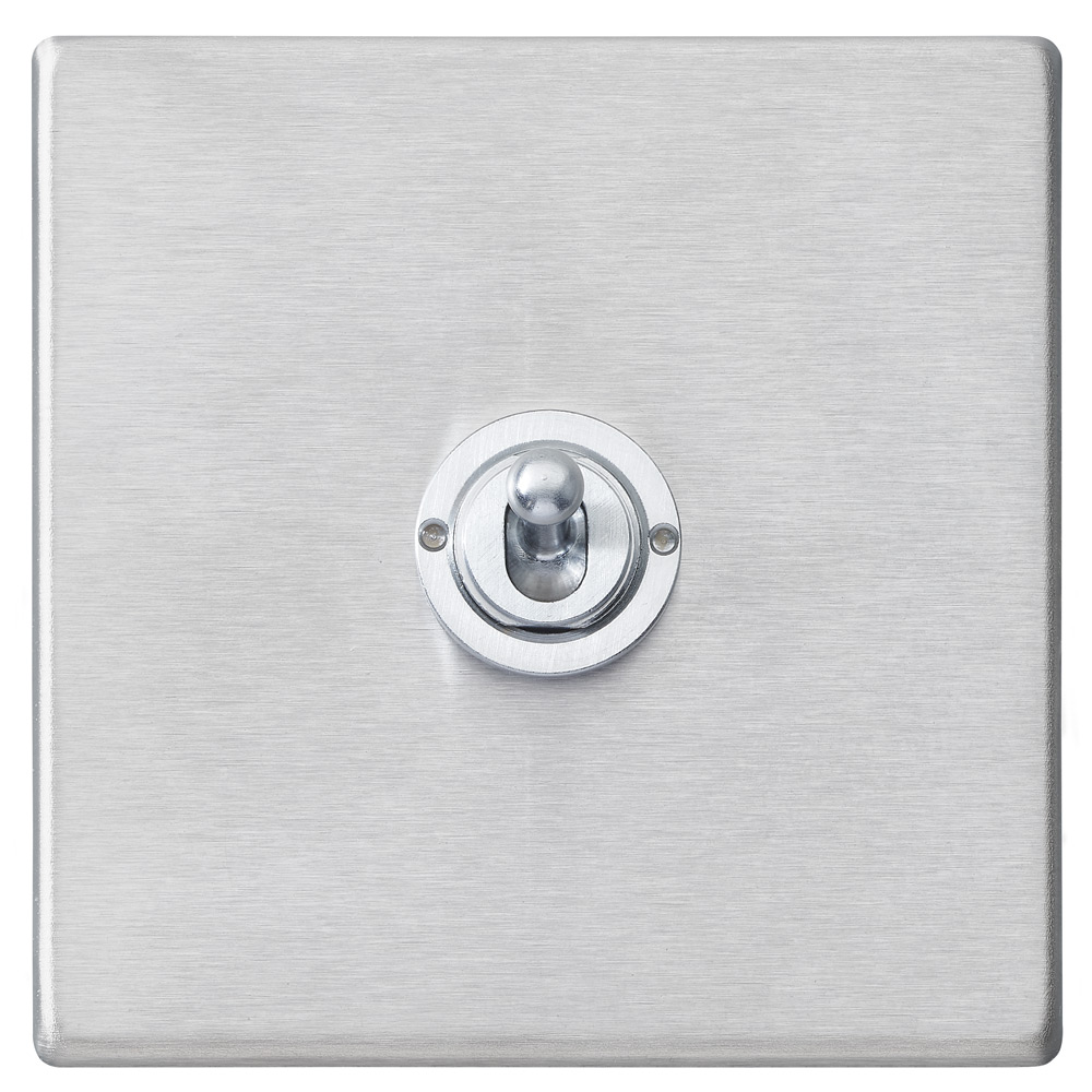 Image for Avenue Screwless Slim Toggle Switch 1 Gang Satin Steel