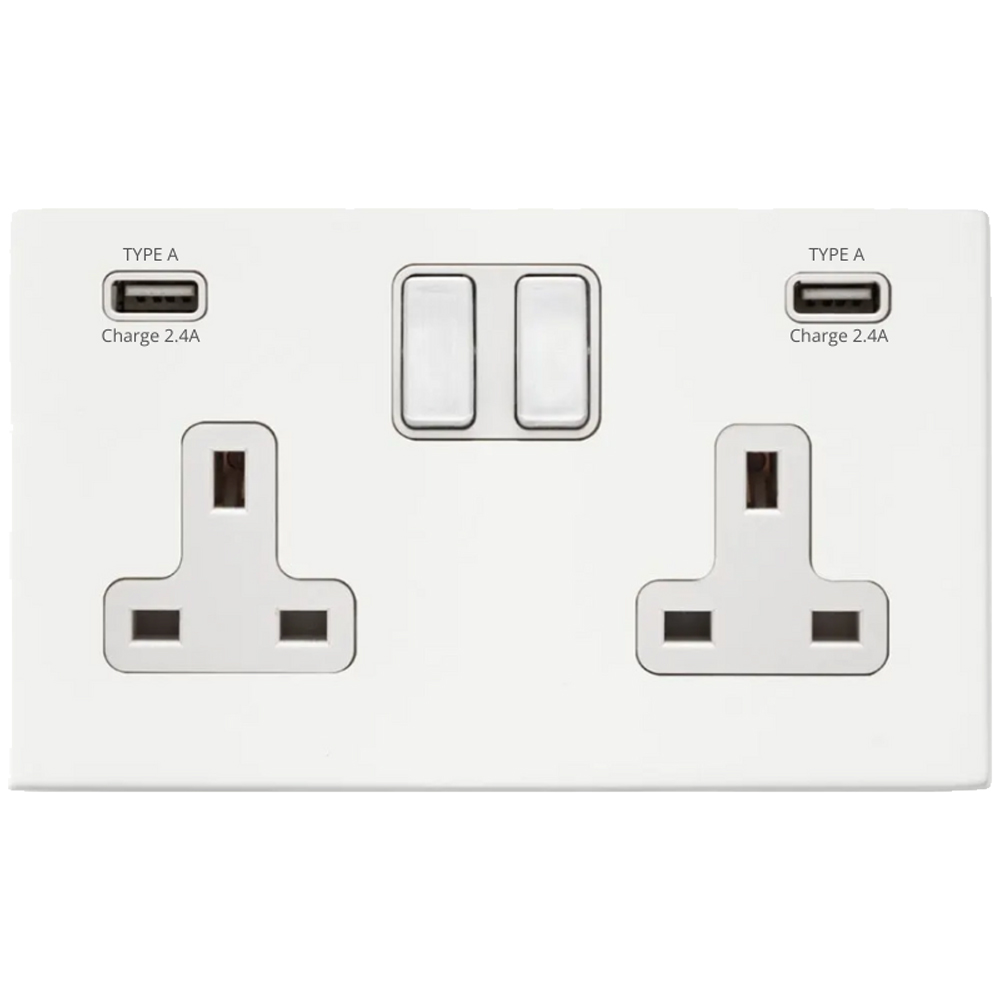 Image for Avenue Screwless Slim USB Double Socket Matt White
