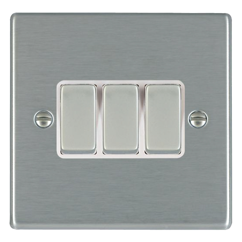 Image for Avenue Slim 3 Gang Light Switch Satin Steel White