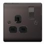 Avenue Contour 1 Gang 13A Switch Socket Black Nickel