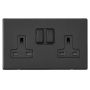 Avenue Screwless Slim 13A Double Socket 2 Gang Matt Black