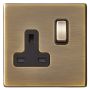 Avenue Screwless Slim 13A Single Socket 1 Gang Antique Brass