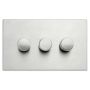 Avenue Screwless Slim 3 Gang LED Dimmer Switch 100W Satin Steel