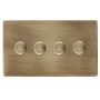 Avenue Screwless Slim 4 Gang LED Dimmer Switch 100W Antique Brass