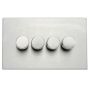 Avenue Screwless Slim 4 Gang LED Dimmer Switch 100W Satin Steel