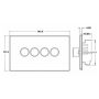 Avenue Screwless Slim 4 Gang LED Dimmer Switch 100W Satin Steel