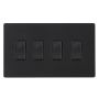 Avenue Screwless Slim 4 Gang Light Switch Matt Black