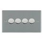 Avenue Slim 4 Gang LED Dimmer Switch 100W Satin Steel