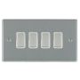 Avenue Slim 4 Gang Light Switch Satin Steel White