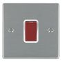 Avenue Slim 45A Cooker Switch 1 Gang Satin Steel White