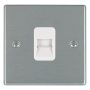 Avenue Slim Telephone Slave Socket 1 Gang Satin Steel White