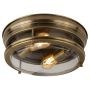 Lightplan 2 Flush Antique Brass with Clear Glass