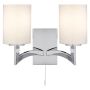 Lightplan 2 Wall Light Chrome with White Glass Shades