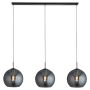 Lightplan 3 Bar Pendant Black with Smoked Glass