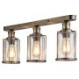 Lightplan 3 Flush Antique Brass with Seeded Glass