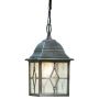 Lightplan Outdoor Pendant Black Silver with Leaded Glass