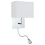 Lightplan Wall Light Chrome with White Fabric Shade