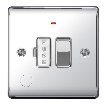 Image of Avenue Contour 13A Switch Fused Spur Neon Cable Out Polished Chrome NPC53