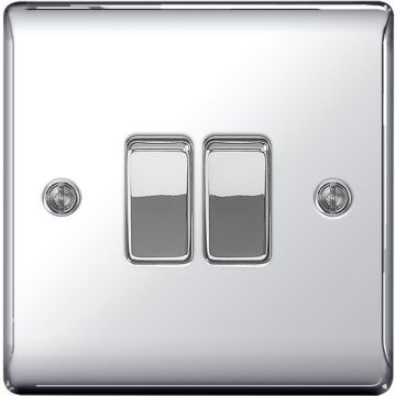 Image of Avenue Contour 20A Switch 2 Gang 2 Way Polished Chrome AVCR22