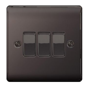 Image of Avenue Contour 20A Switch 3 Gang 2 Way Black Nickel NBN43