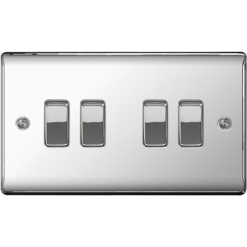 Image of Avenue Contour 20A Switch 4 Gang 2 Way Polished Chrome NPC44