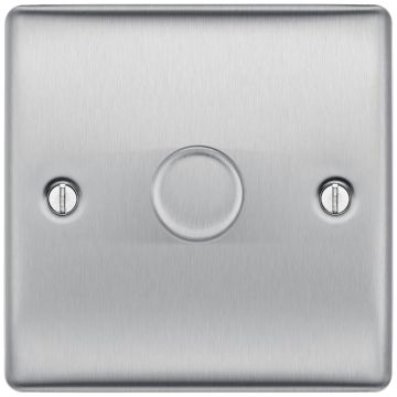 Image of Avenue Contour Brushed Steel 1 Gang 2 Way 200W Dimmer Switch AVCD1X200P