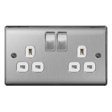 Image of Avenue Contour Brushed Steel 13A Double Socket Switched AVCSS132D
