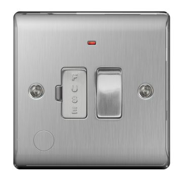 Image of Avenue Contour Brushed Steel 13A Switched Fused Spur Flex Neon AVCSSP13NFO