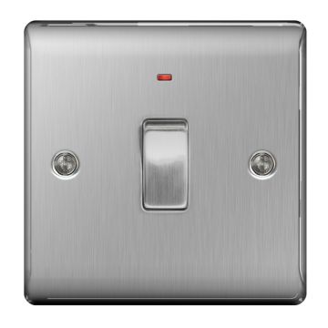 Image of Avenue Contour Brushed Steel 20A DP Switch Neon AVC20DPN