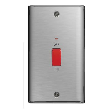 Image of Avenue Contour Brushed Steel 45A DP Switch Neon Double Plate AVC452DPN