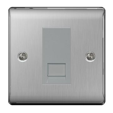 Image of Avenue Contour Brushed Steel Single RJ11 Data Socket AVCRJ111