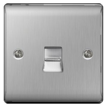 Image of Avenue Contour Brushed Steel Single Telephone Slave Socket AVCBTSF