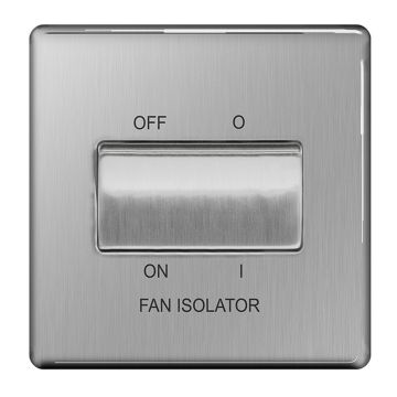 Image of Avenue Screwless Brushed Steel 10A TP Fan Isolator Switch FBS15